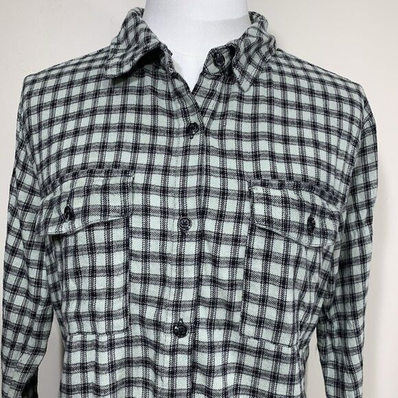 Copper Key Women’s Plaid Flannel Shirt XS Mint Green Black Long Sleeve Button Up - Picture 3 of 8